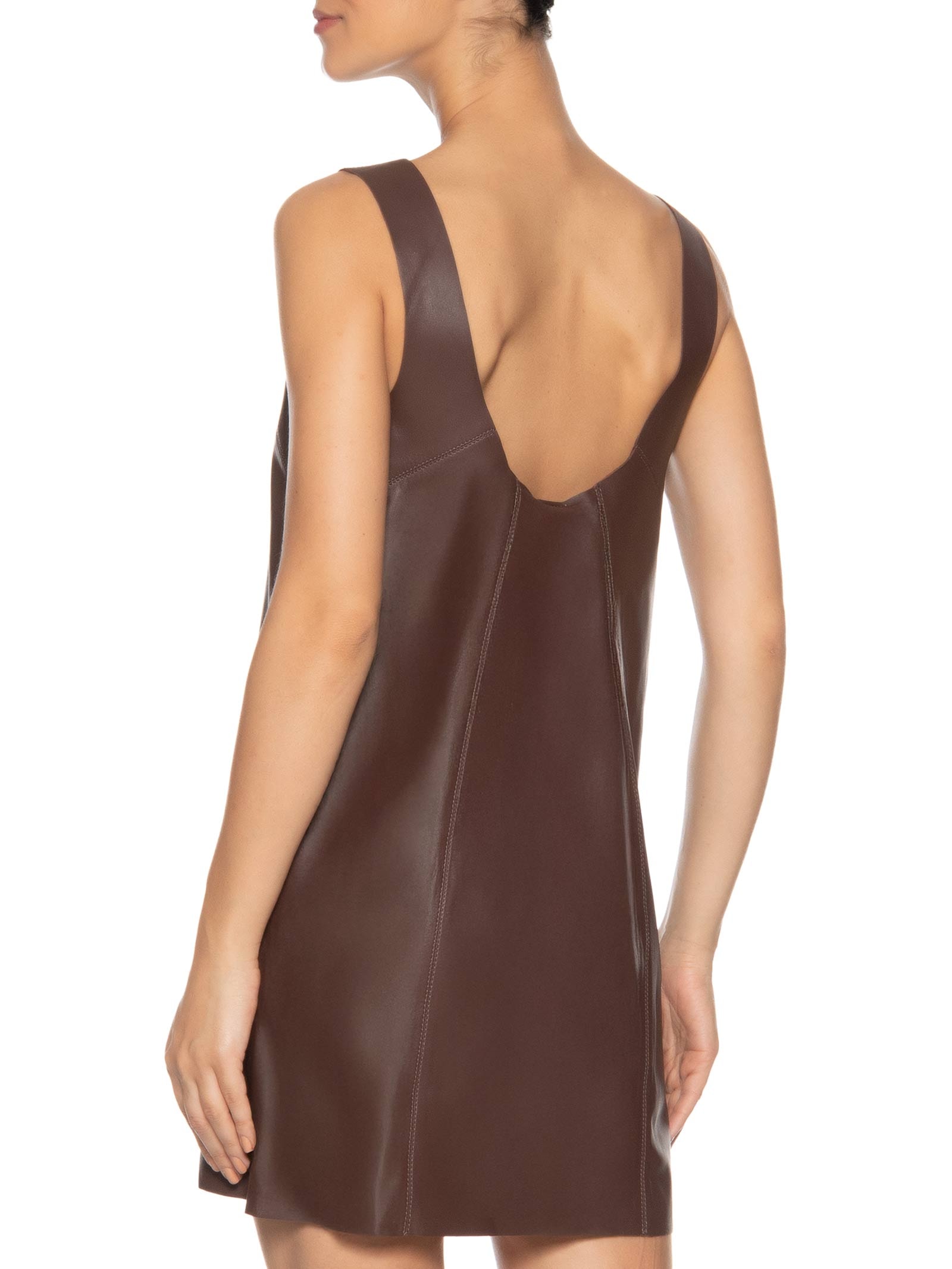 Vestido De Couro Regata Marrom Animale