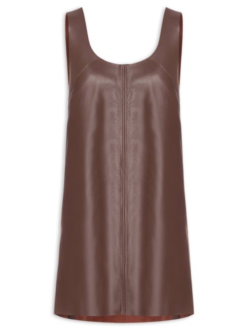 Vestido De Couro Regata – Marrom