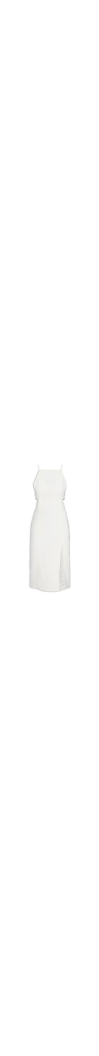 Vestido De Crepe Vazado Midi - Off White