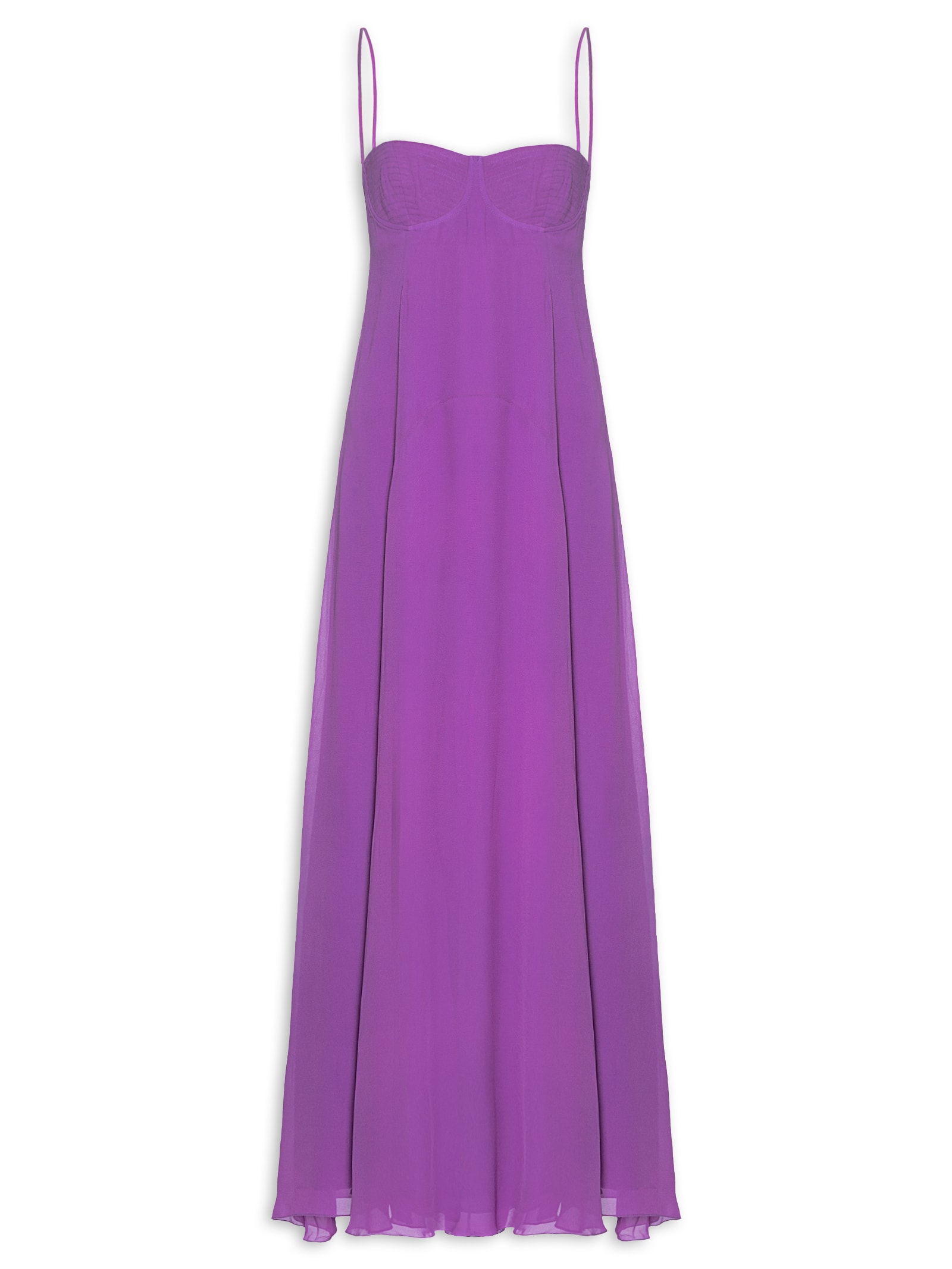 Vestido De Georgette Longo De Alcinha Roxo Com Fendas Roxo Animale