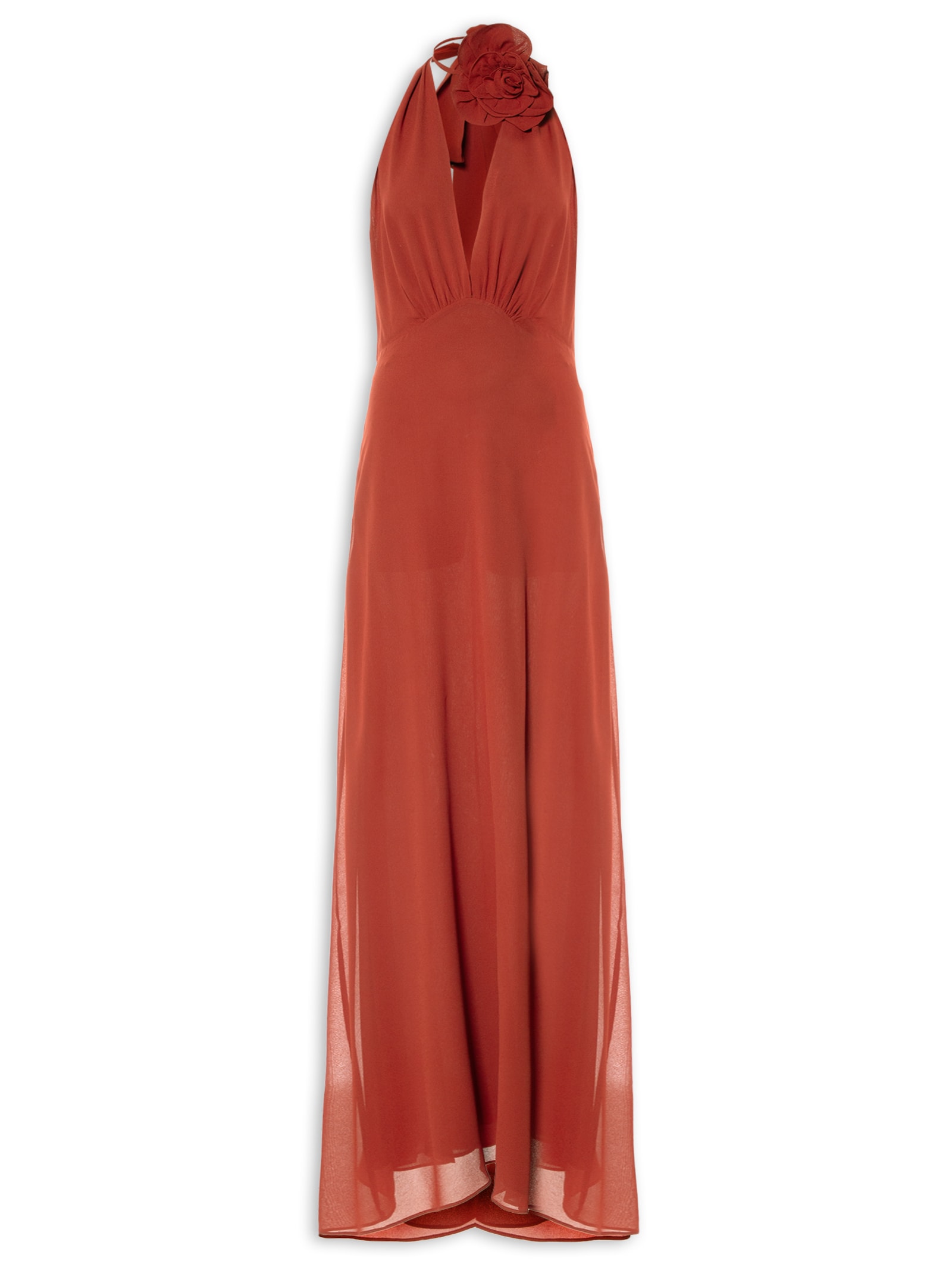 Vestido De Georgette Longo Frente Única - Vermelho - Animale