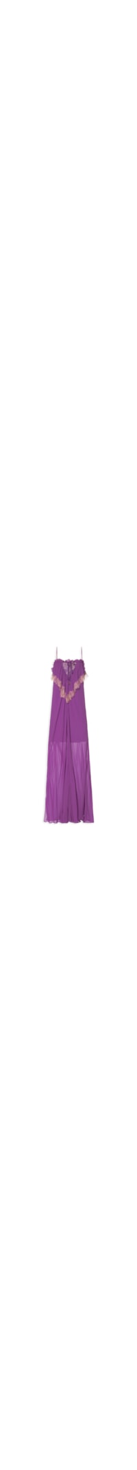 Vestido De Georgette Longo Jabour Roxo Renda Aplicada - Roxo