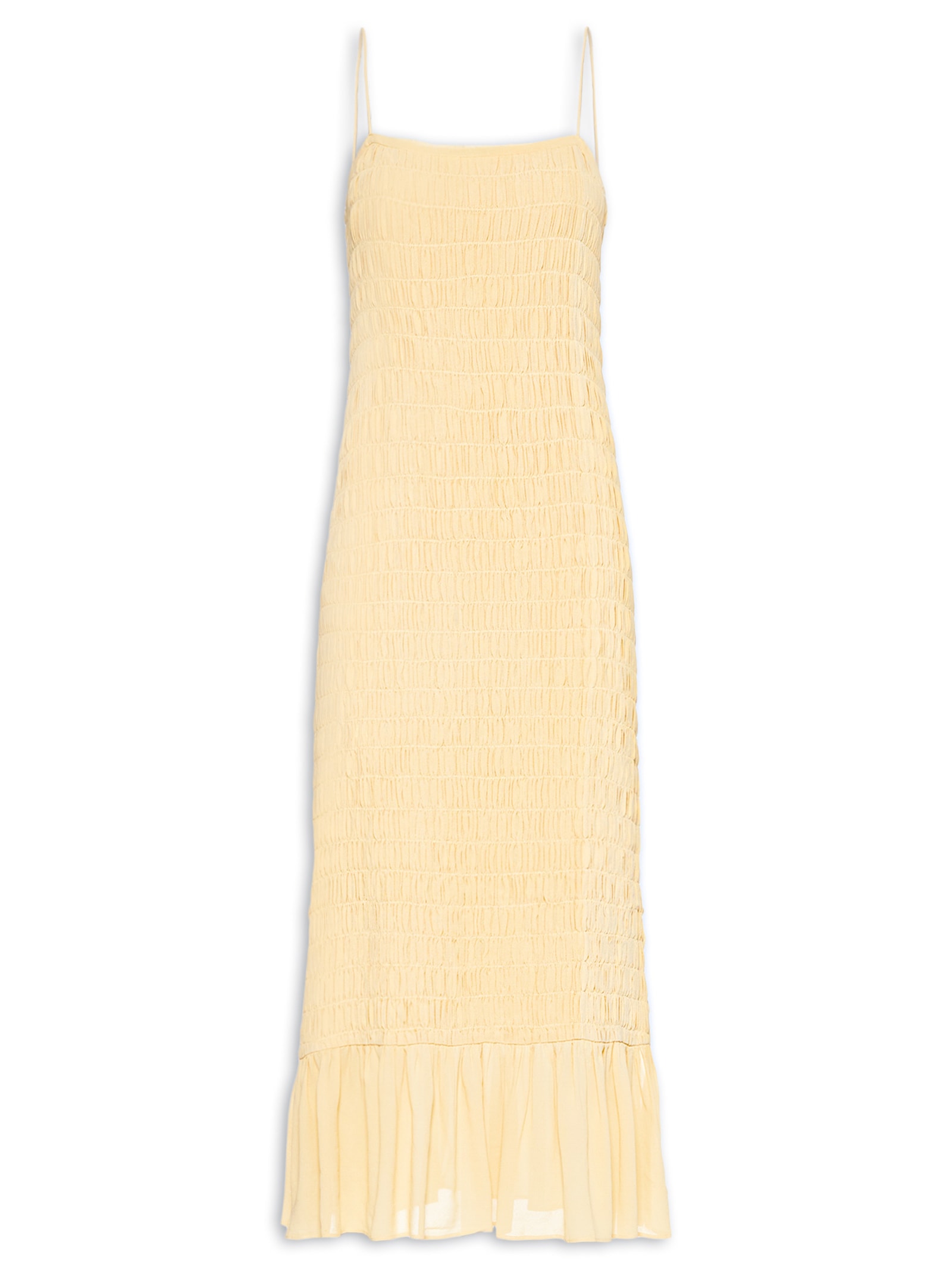 Vestido De Georgette Midi Amarelo Papiro Com Lastex Amarelo Animale