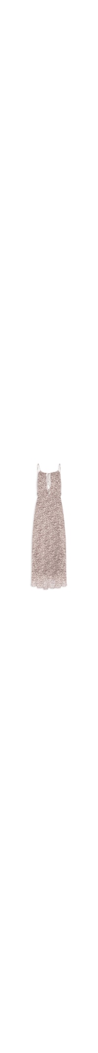 Vestido De Georgette Midi Decote Amarração Estampado - Marrom