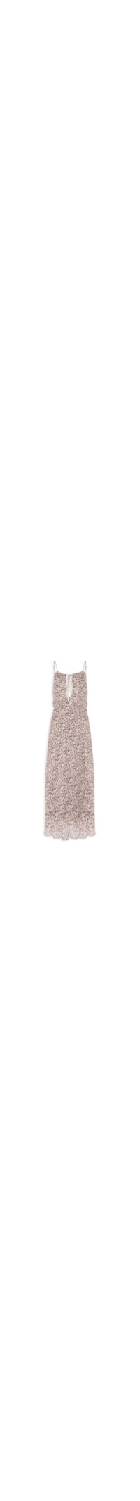 Vestido De Georgette Midi Decote Amarração Estampado - Marrom