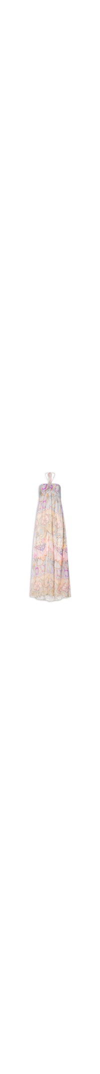 Vestido De Georgette Midi Estampada Busto Franzido - Rosa