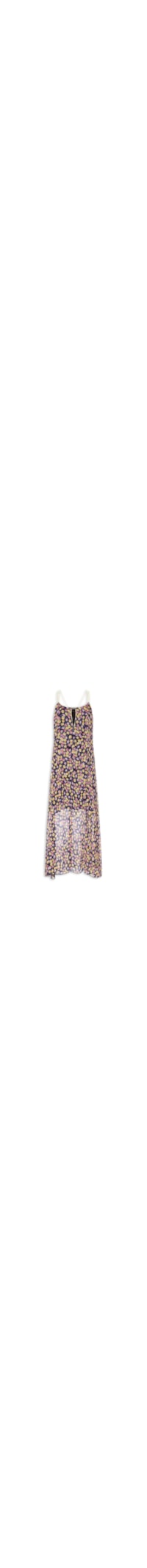 Vestido De Gerogette Longo Recorte Com Vivos Estampa Liberty - Rosa