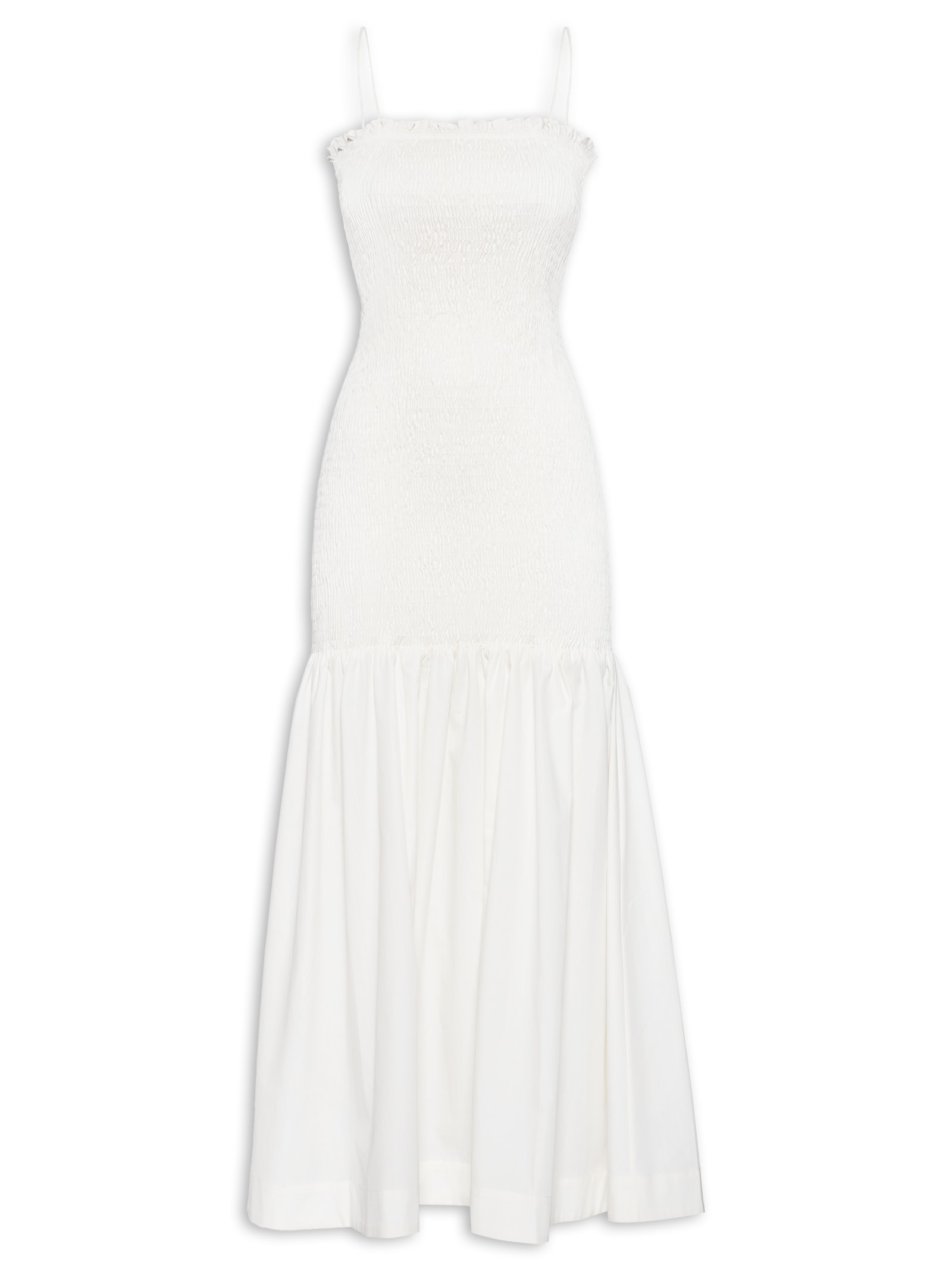 Vestido De Lastex Midi Com Babado Off White Animale
