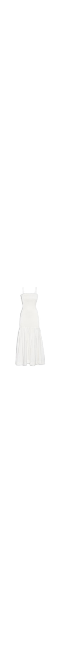 Vestido De Lastex Midi Com Babado - Off White