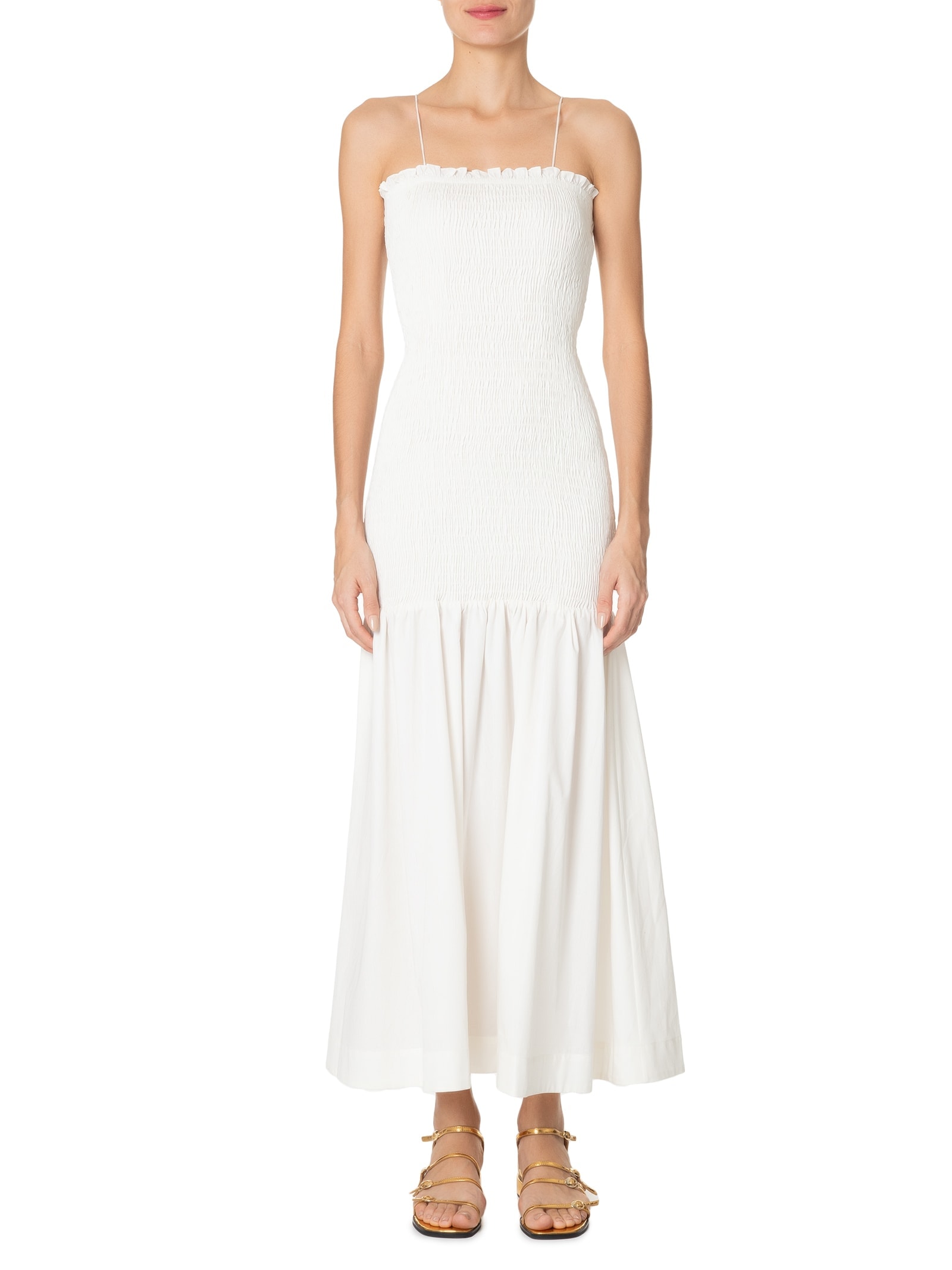 Animale Vestido De Lastex Midi Com Babado Off White