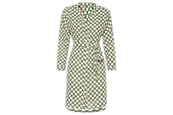Vestido de Linho Curto Estampa Chilli - Verde