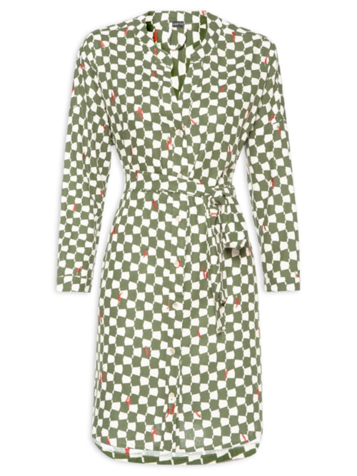 Vestido de Linho Curto Estampa Chilli – Verde