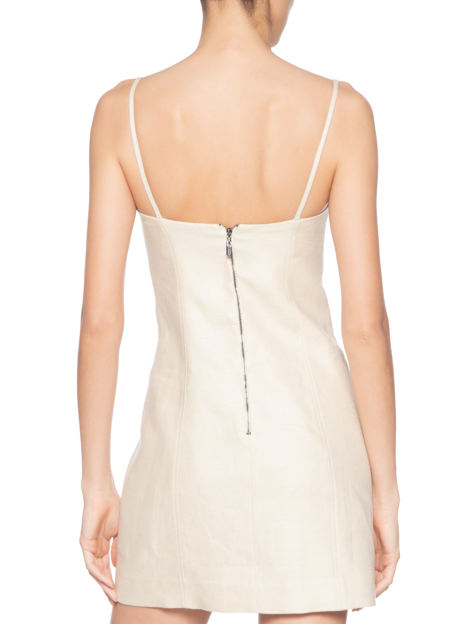 Vestido De Linho Curto Rústico Acqua Bege Animale