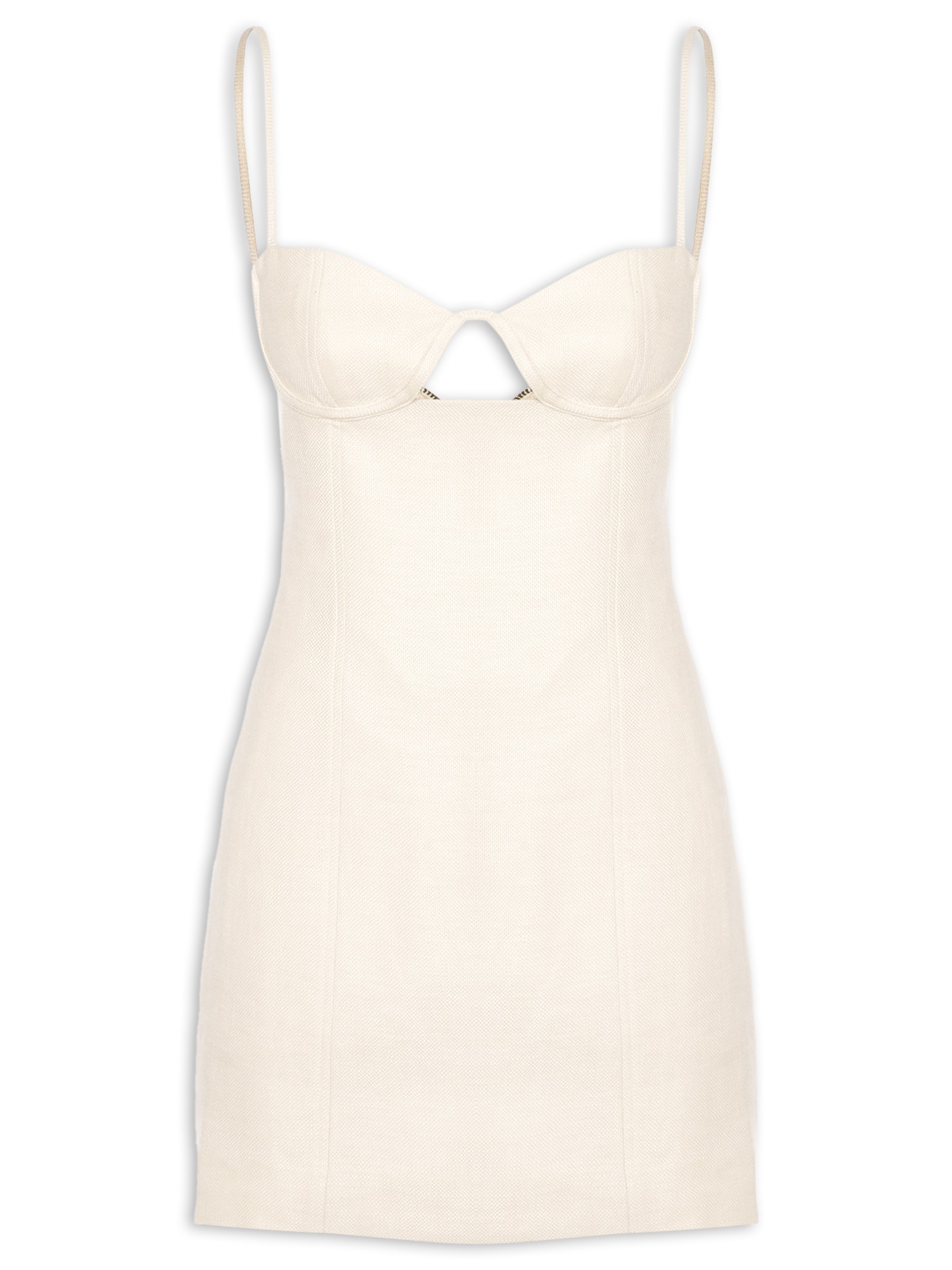 Vestido De Linho Curto Rústico Acqua Bege Animale