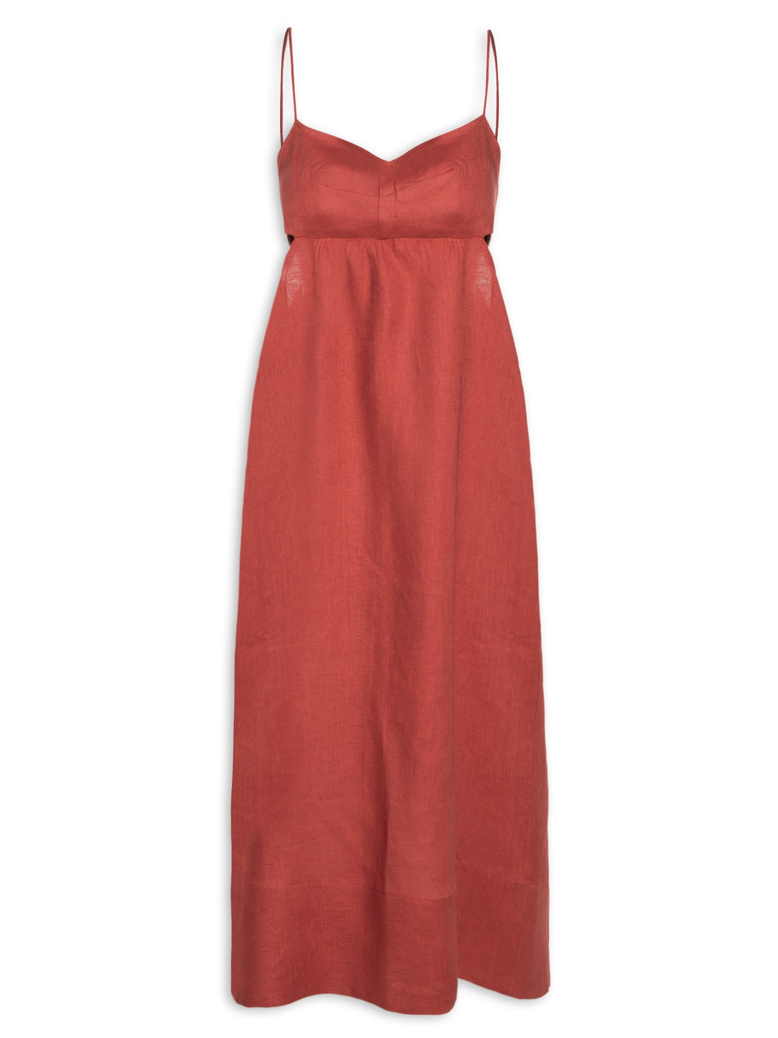 Vestido De Linho Midi Náutico Vermelho Animale