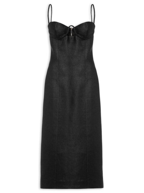 Vestido De Linho Rústico – Preto