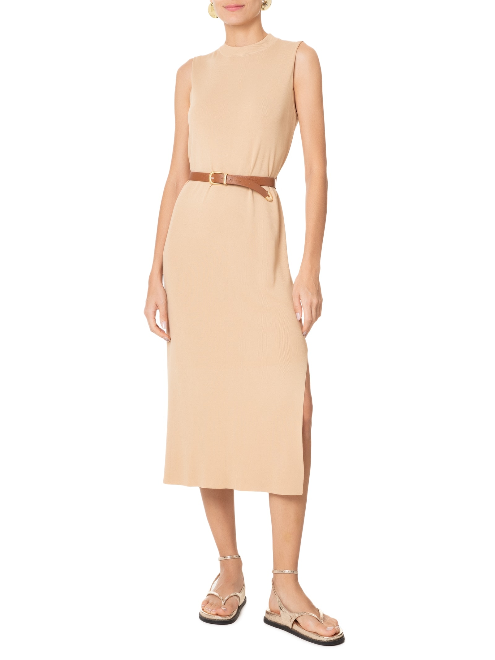 Vestido De Malha Bege Basiq