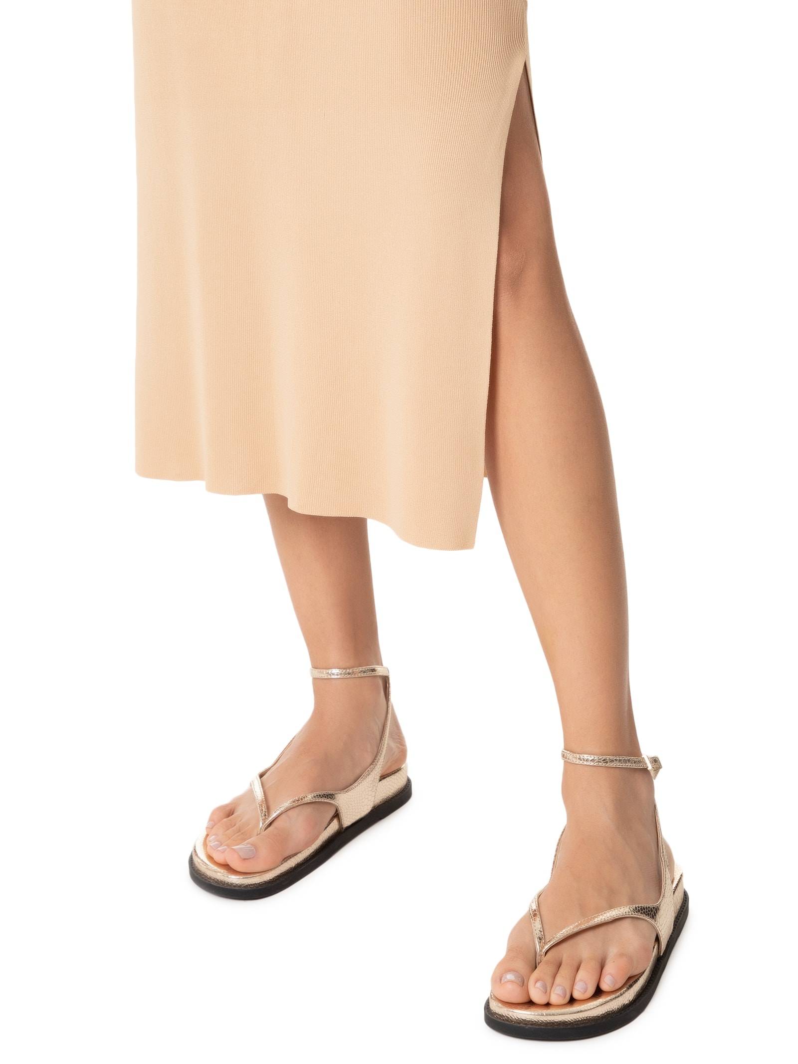 Vestido De Malha Bege Basiq