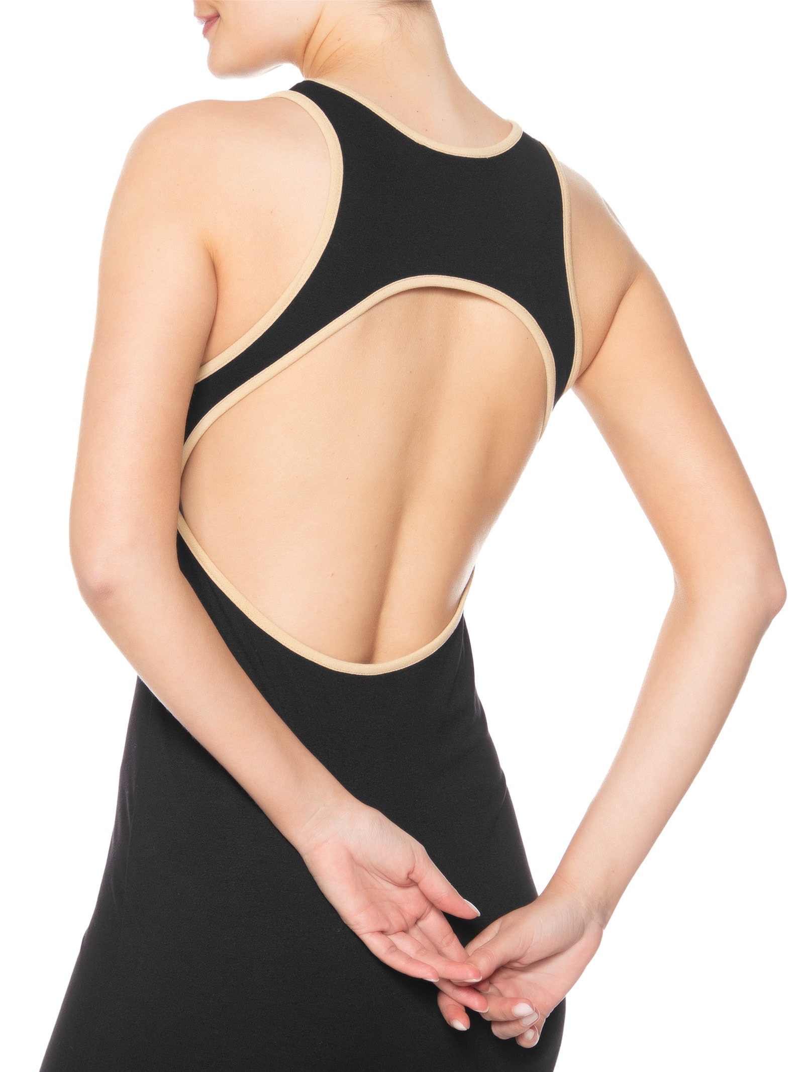 Vestido De Malha Bicolor Com Costas Vazadas Preto Animale