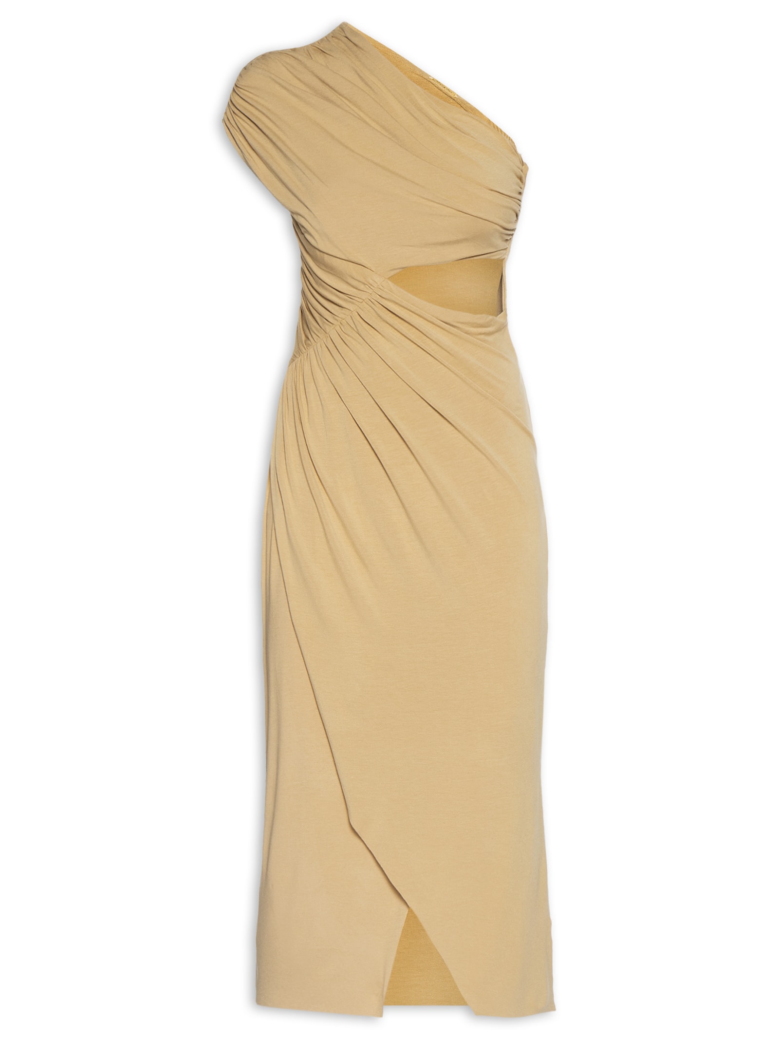 Vestido De Malha Sem Manga Bege Lança Perfume