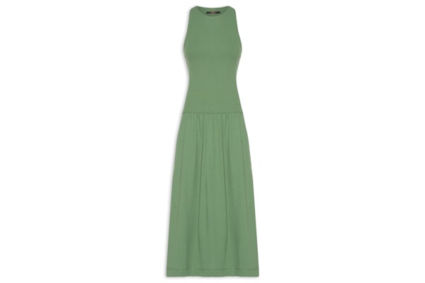 Vestido De Malha Verde Cintura Baixa - Verde