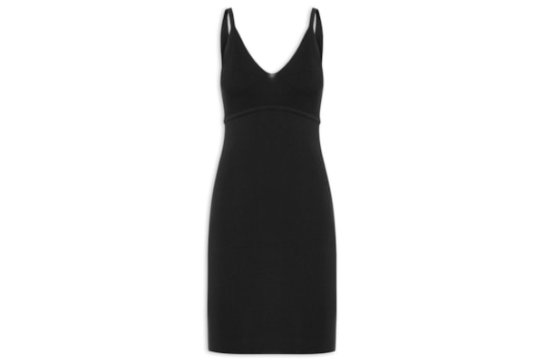 Vestido De Tricot Canelado - Preto