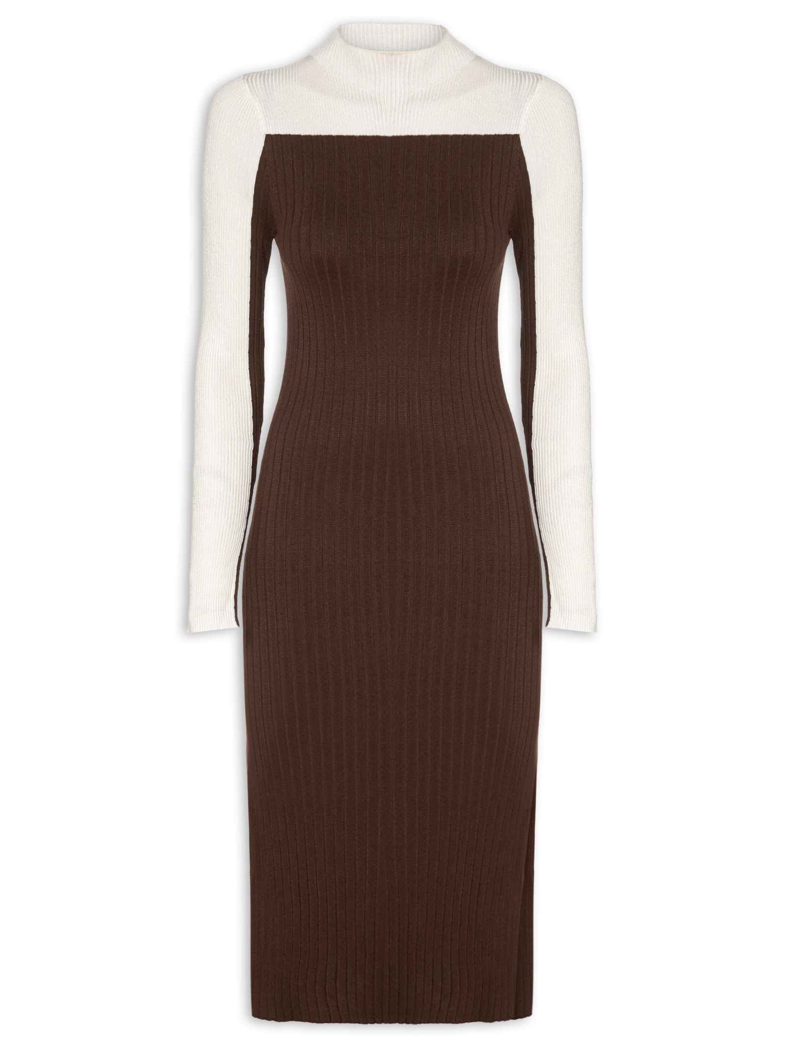 Vestido de Tricot Com Abertura No Punho Marrom Animale Jeans