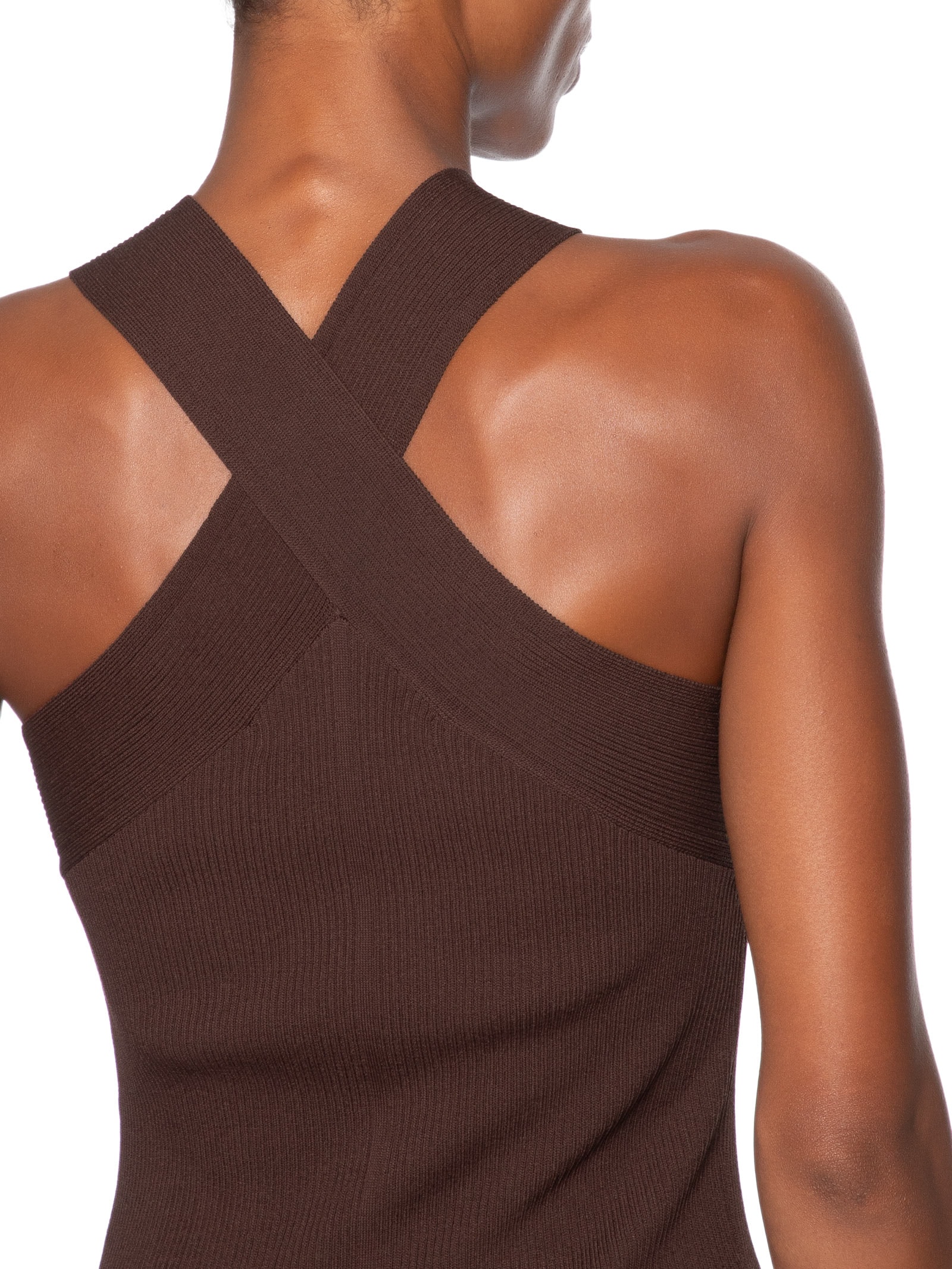 Vestido De Tricot Com Decote Cruzado Marrom Animale