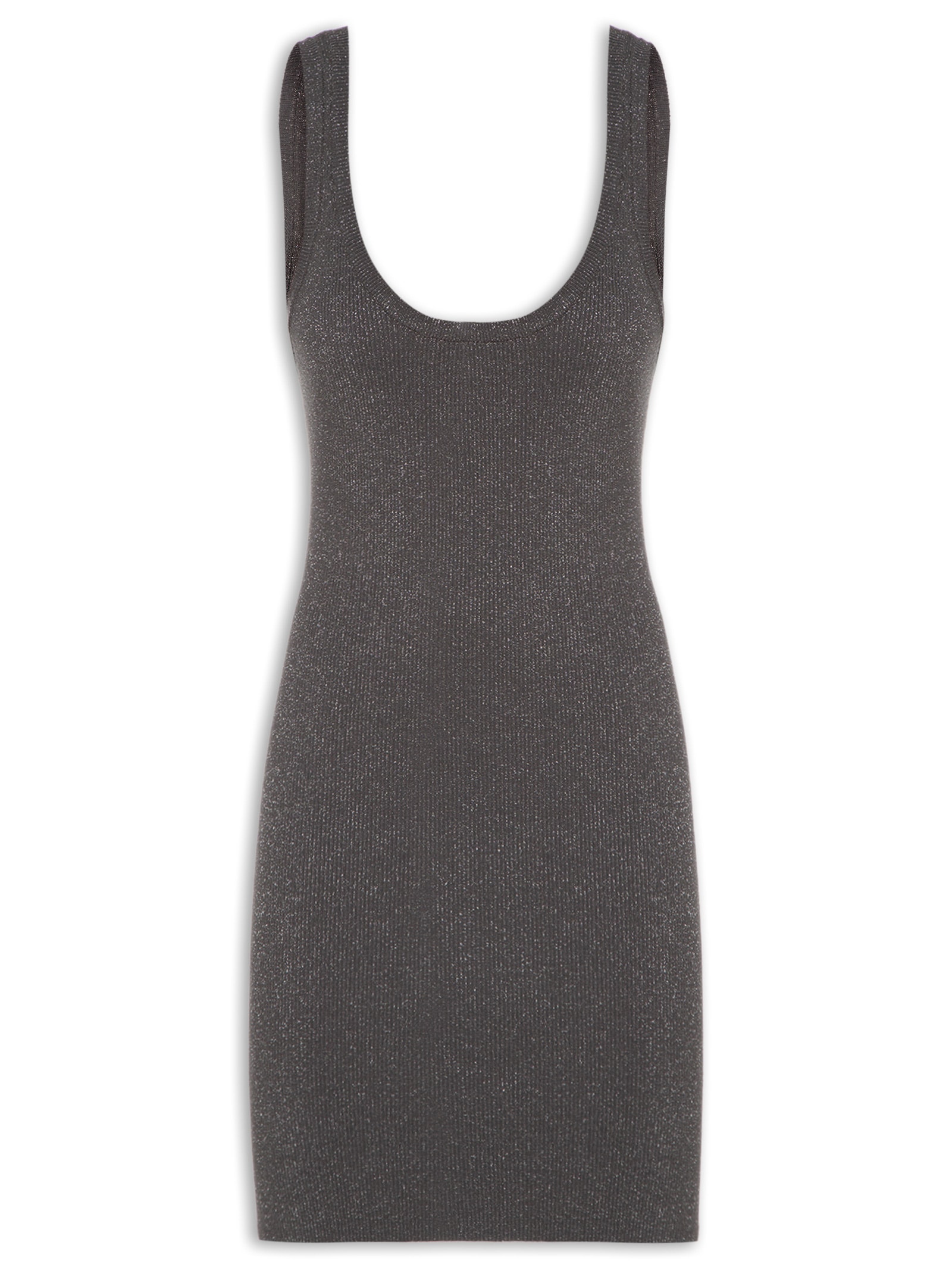 Vestido De Tricot Com Lurex Cinza Animale Jeans