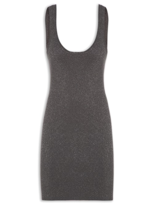 Vestido De Tricot Com Lurex – Cinza