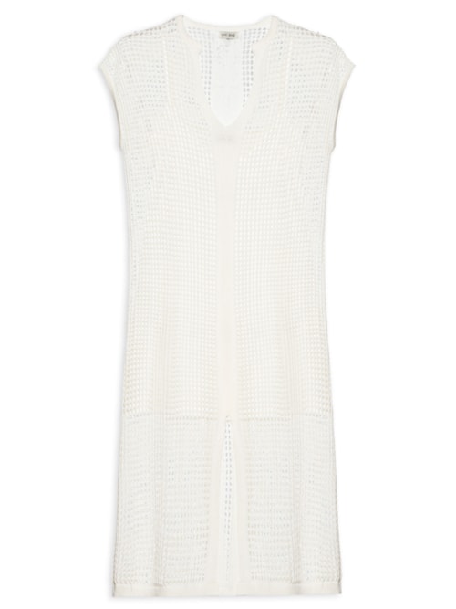 Vestido De Tricot Com Ponto Aberto – Branco