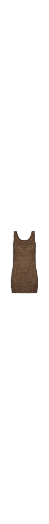 Vestido De Tricot Curto Decote Detalhe Corda Com Hot Pants -Marrom
