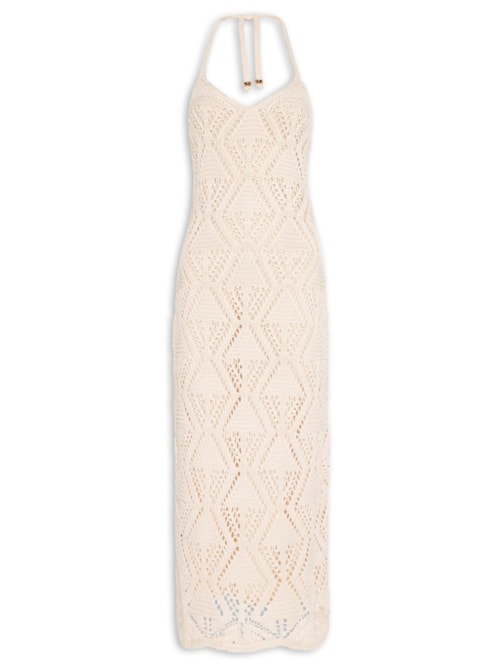 Vestido de Tricot Frente Única – Bege