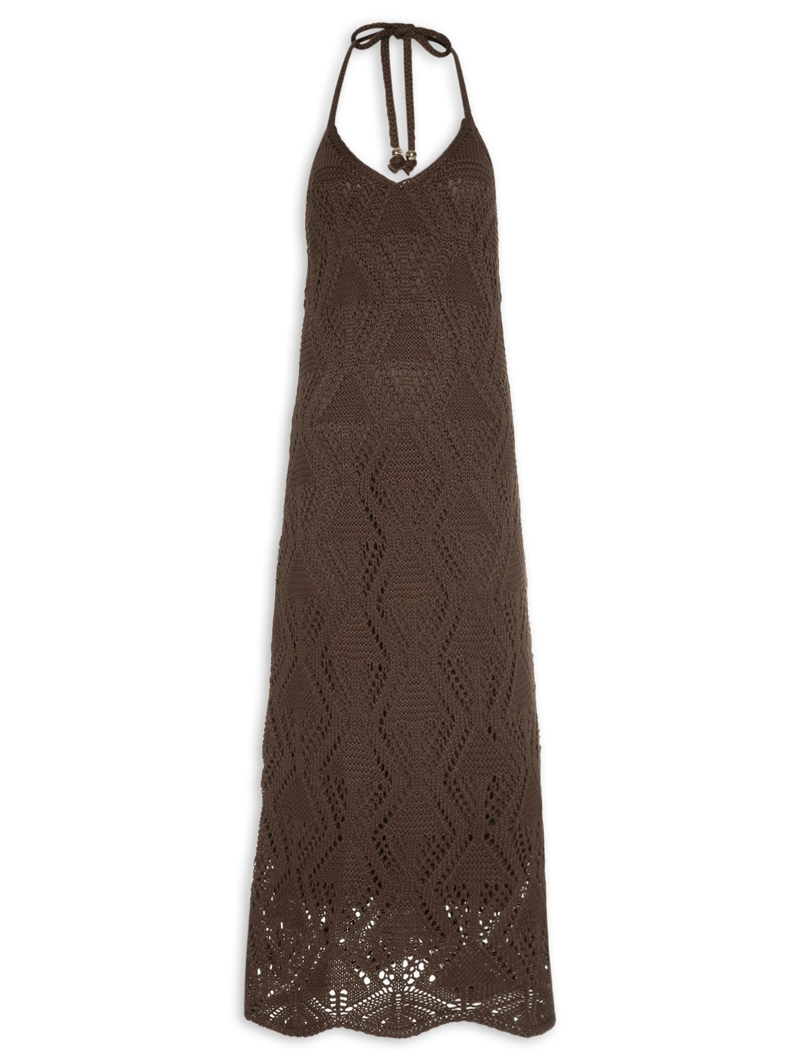 Vestido de Tricot Frente Única Marrom Lança Perfume