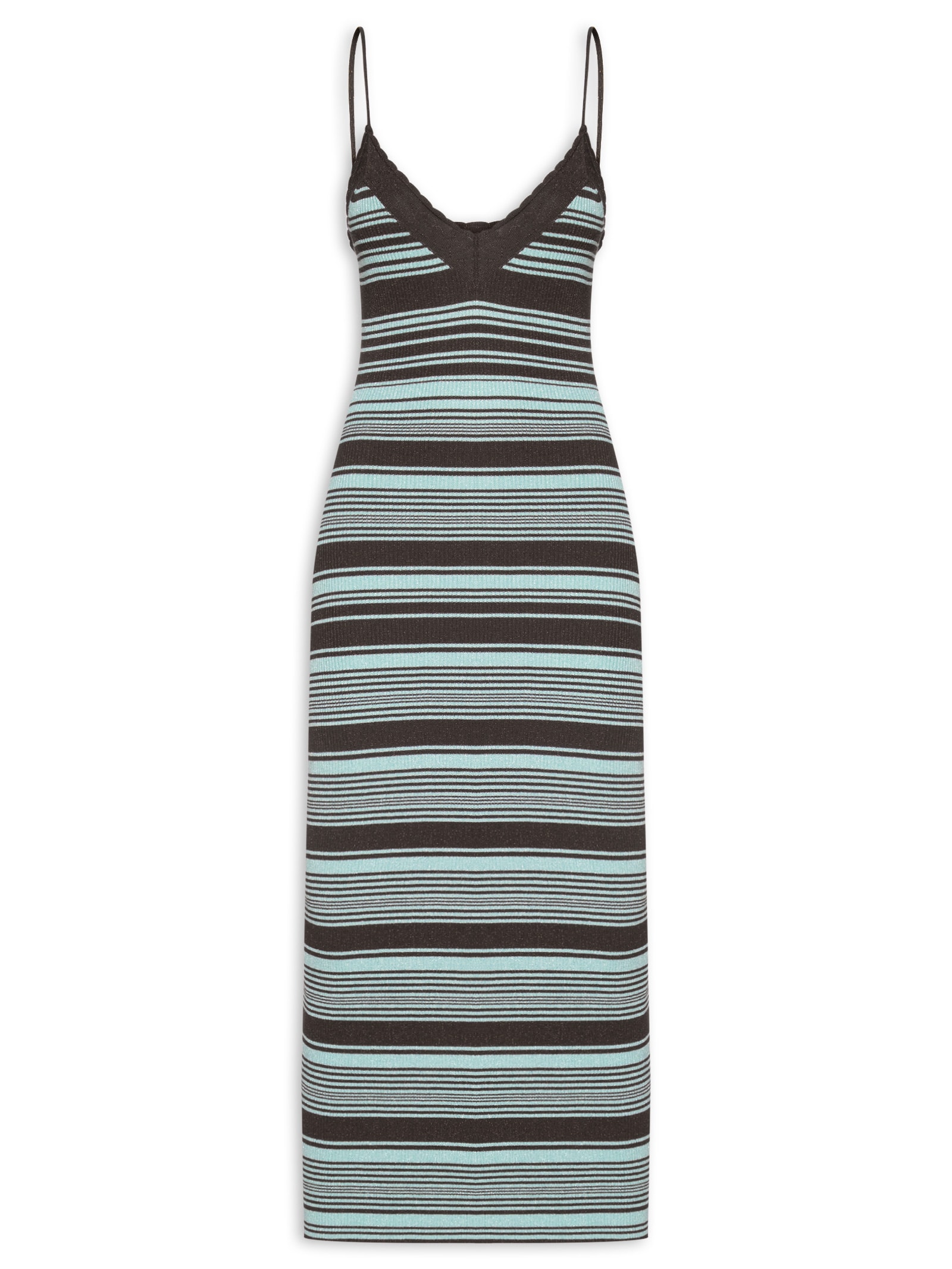 Vestido de Tricot Listra Bicolor com Lurex Marrom Animale