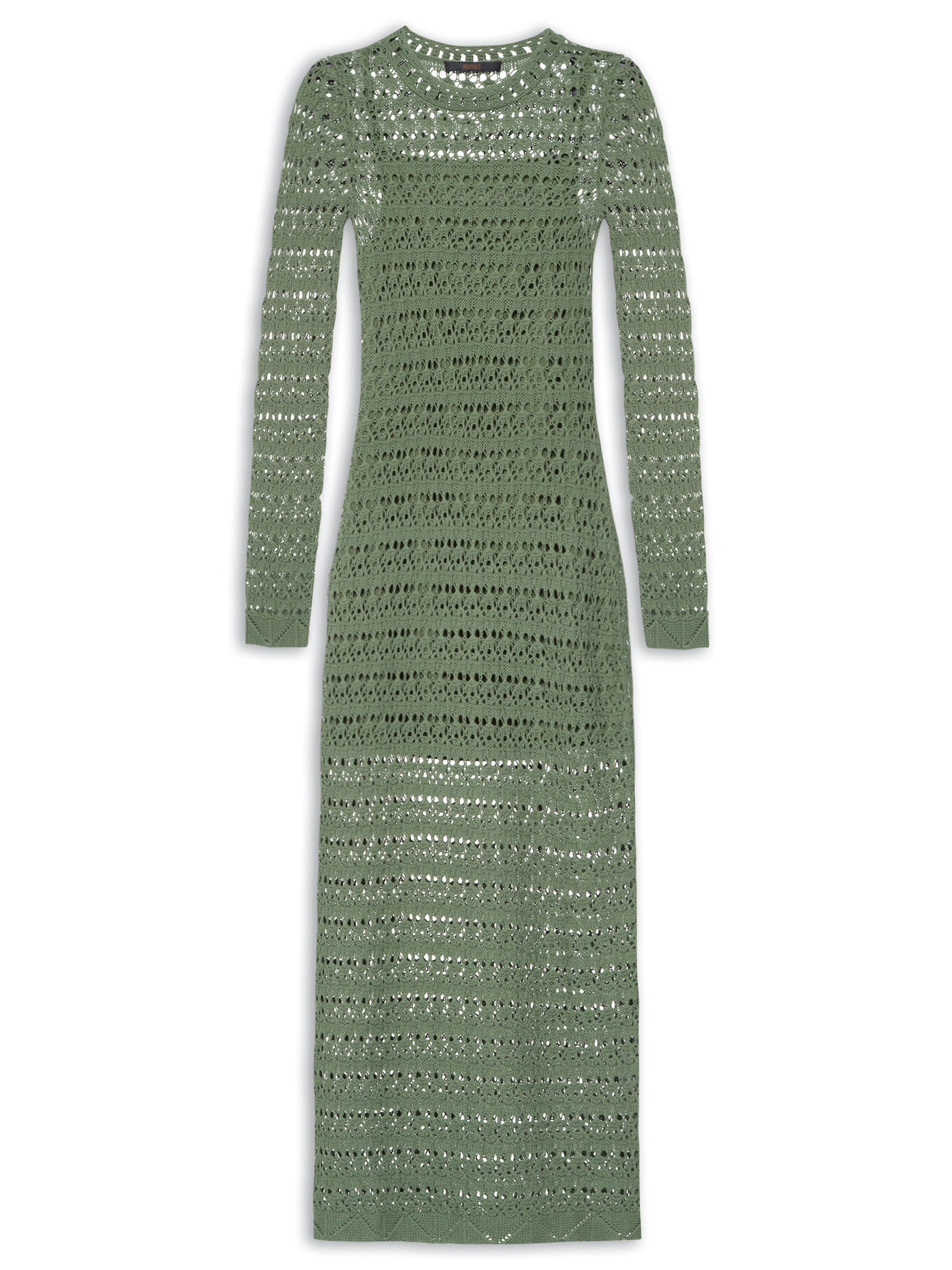 Vestido De Tricot Manga Longa Ponto Renda Verde Animale