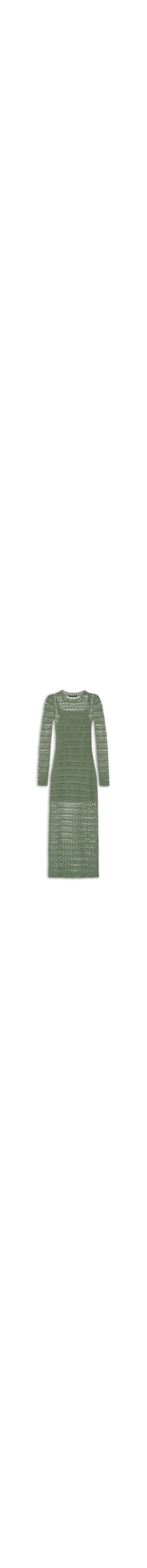 Vestido De Tricot Manga Longa Ponto Renda - Verde