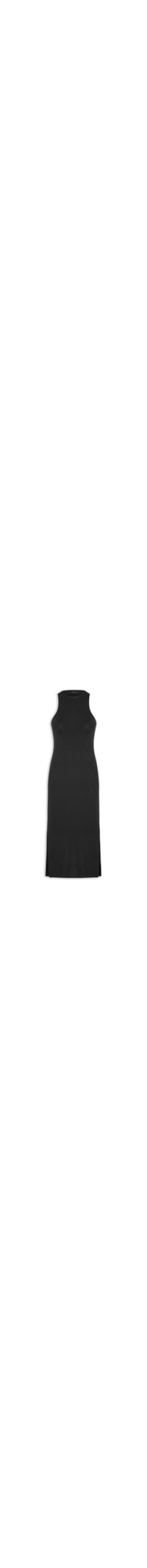 Vestido De Tricot Midi Com Decote Costas Assimétrico - Preto