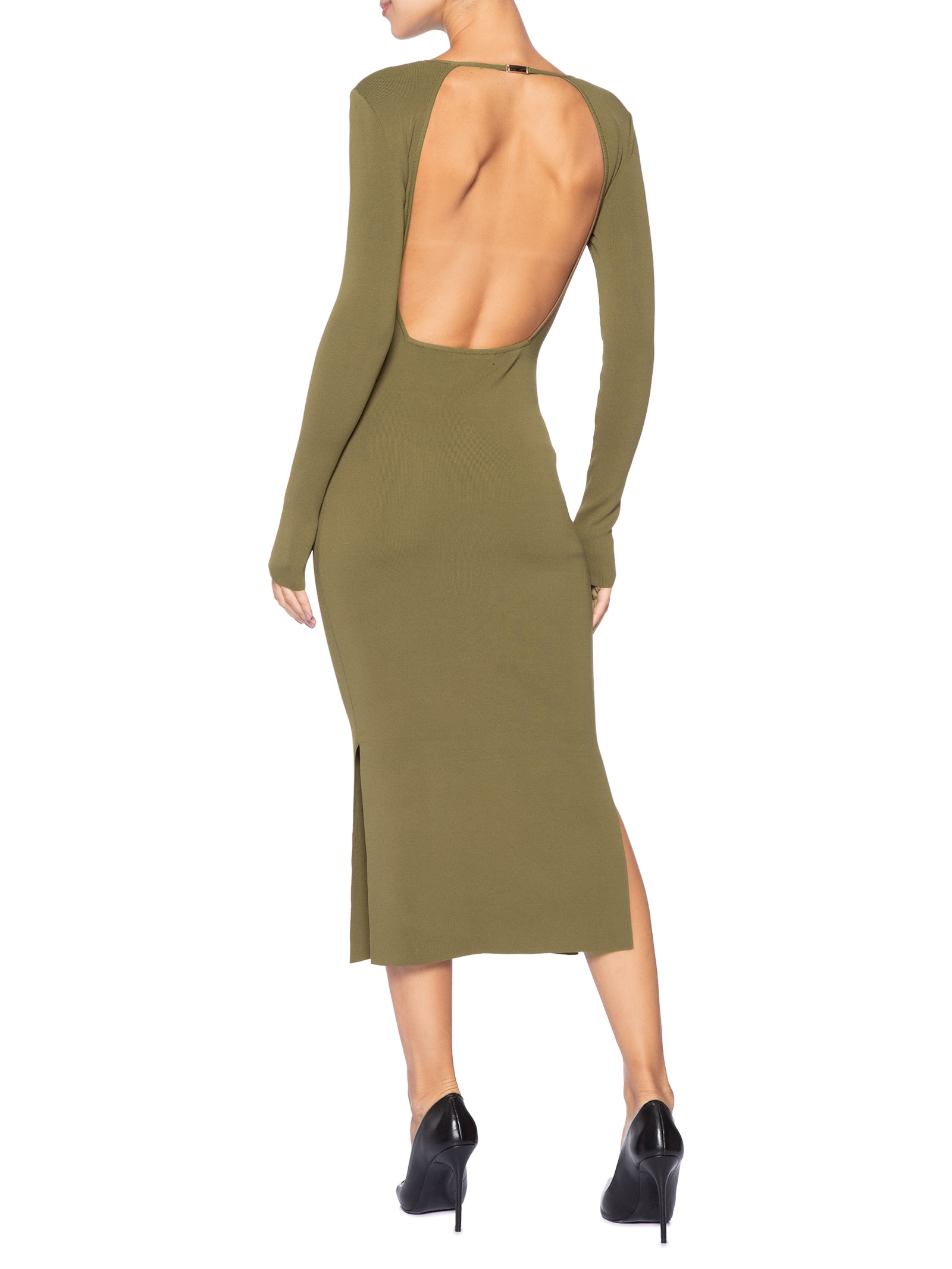 Vestido De Tricot Midi Com Fechamento Metal Verde Animale