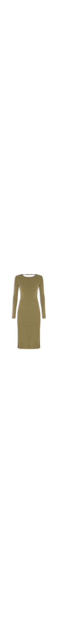 Vestido De Tricot Midi Com Fechamento Metal - Verde
