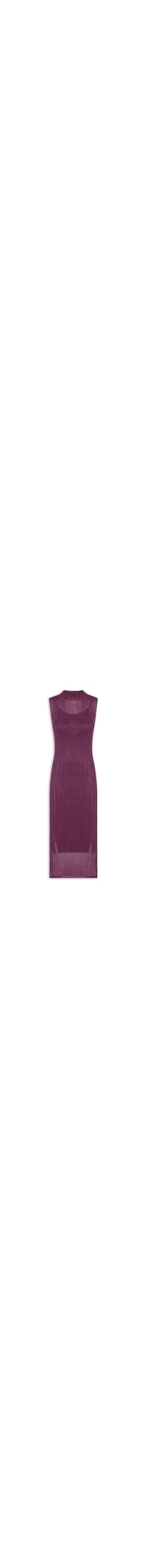 Vestido De Tricot Midi Com Transparência - Roxo
