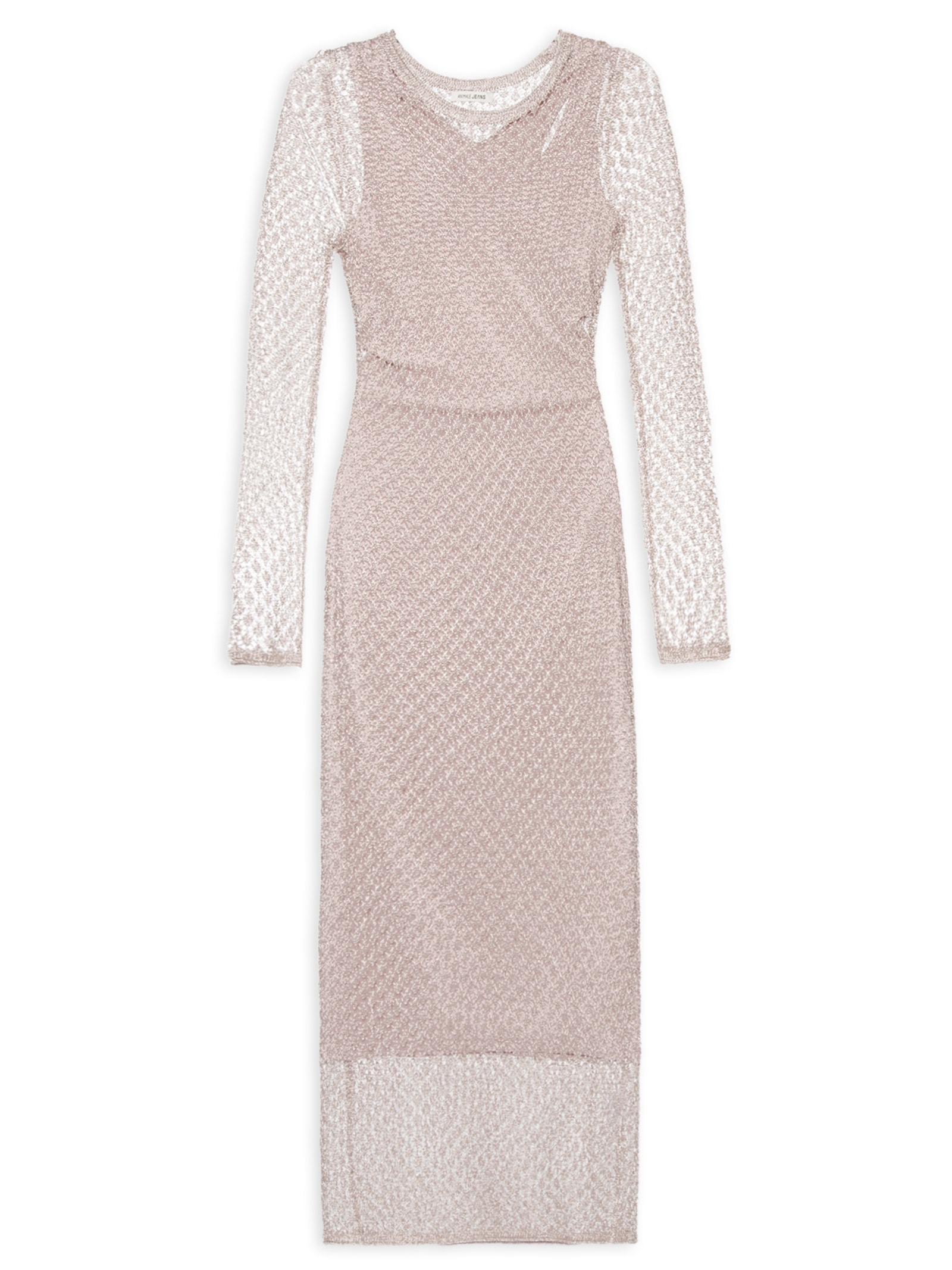 Vestido De Tricot Ponto Aberto Rosa Animale Jeans