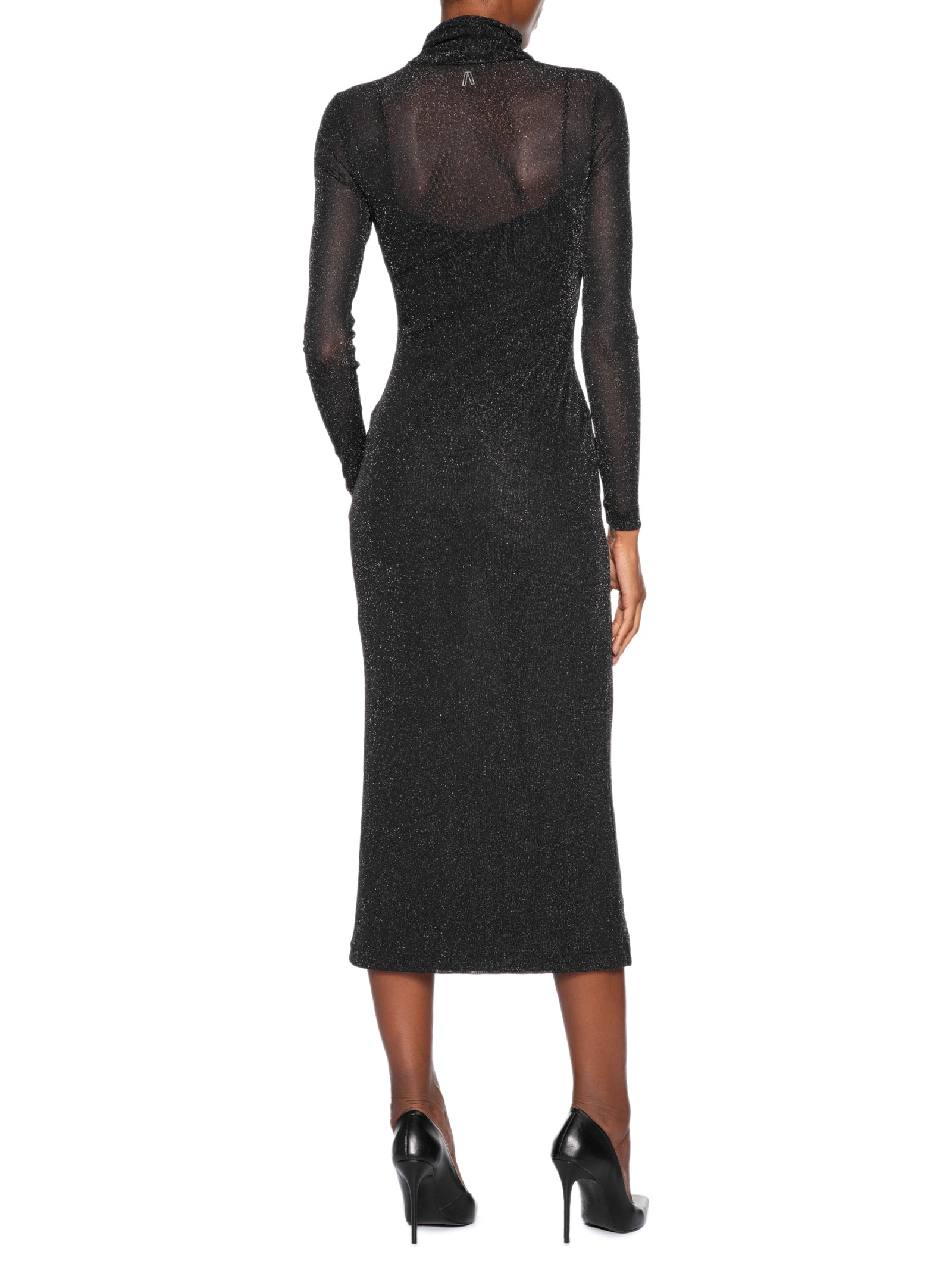 Vestido De Tule Com Glitter Midi Preto Animale Jeans