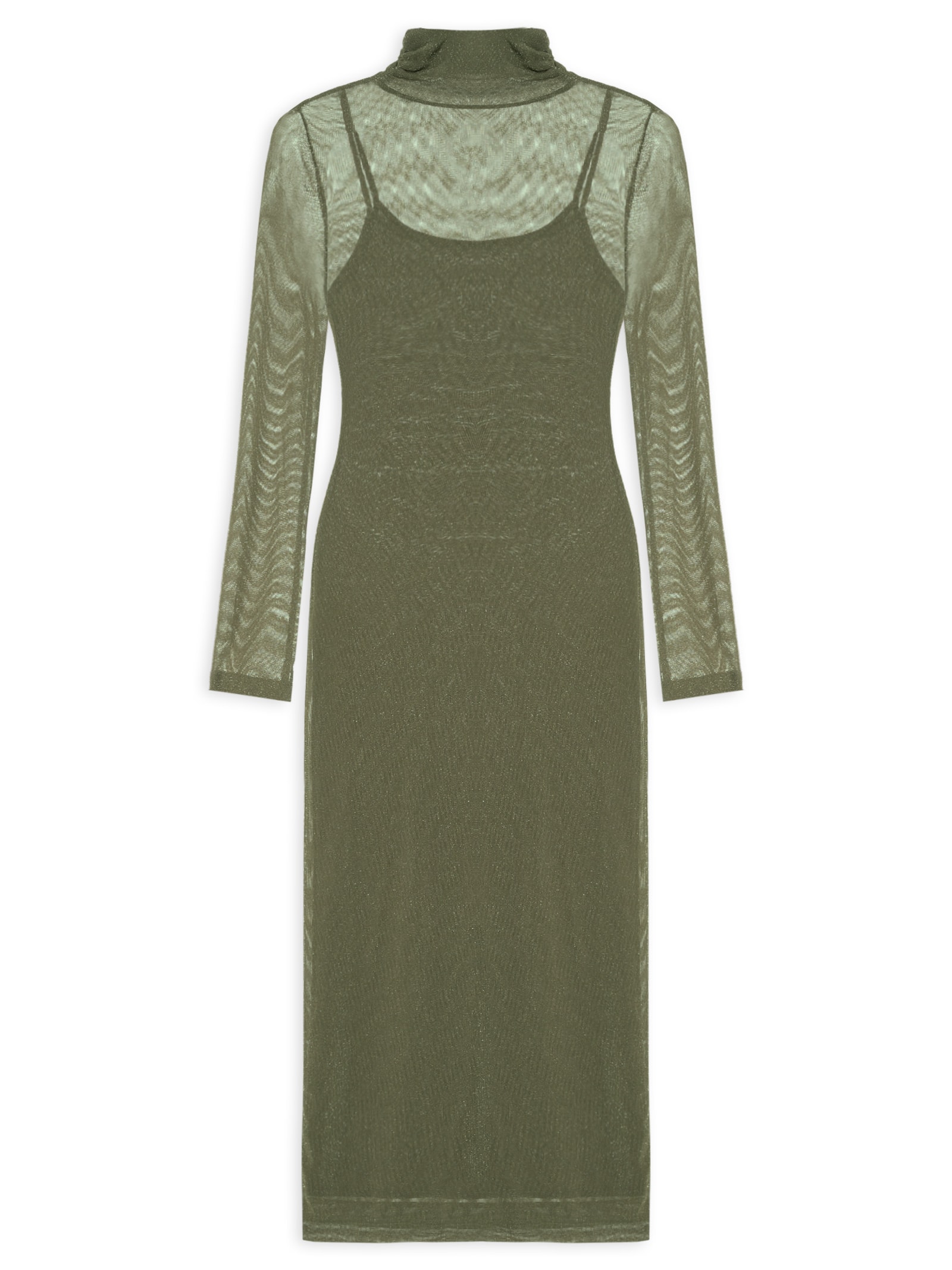 Vestido De Tule Com Glitter Midi Verde Animale Jeans