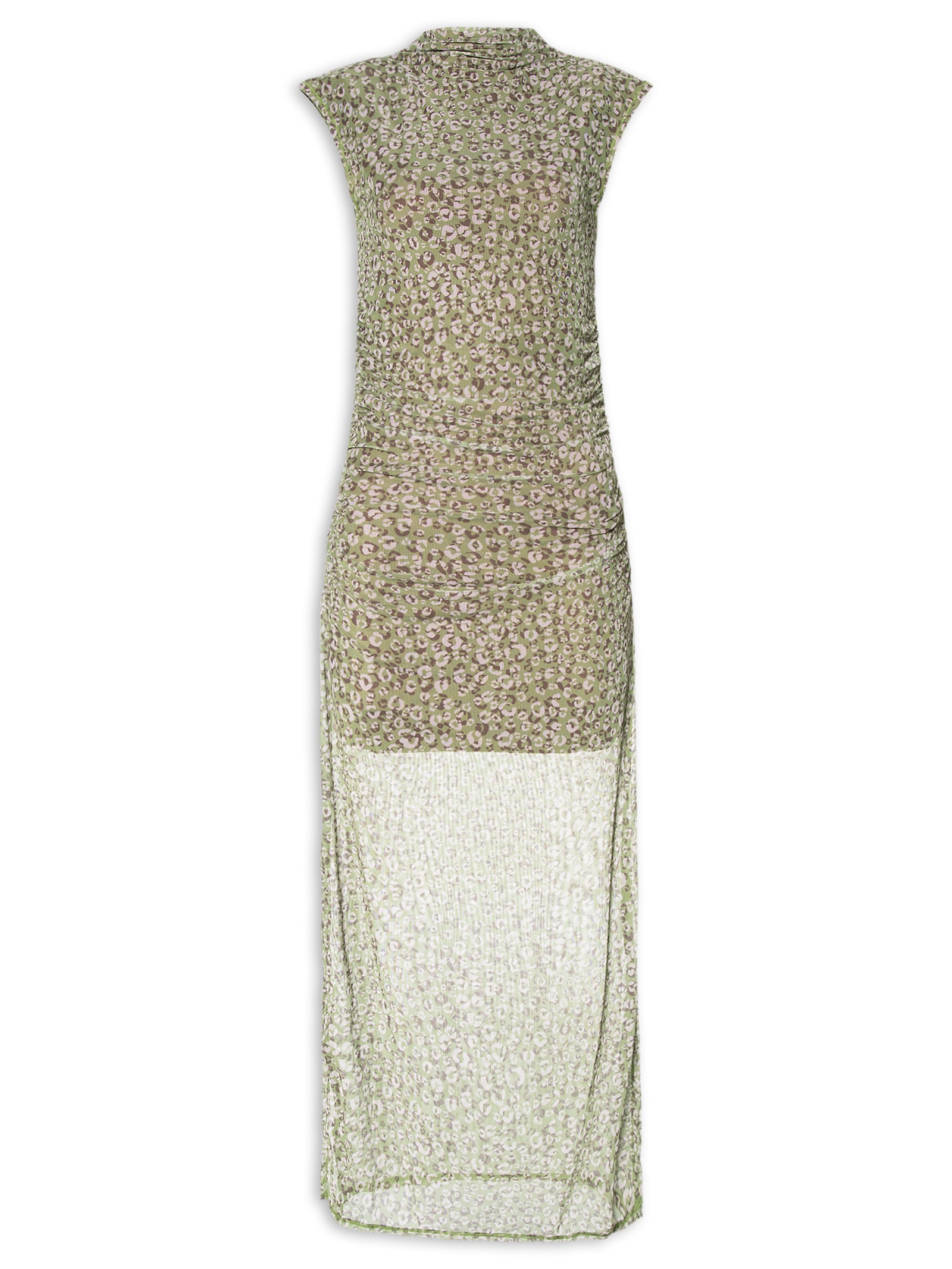 Vestido de Tule Estampado Onça Duo Verde  Animale Jeans