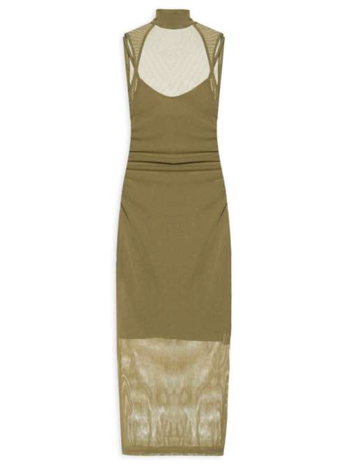 Vestido de Tule Longo Com Brilho – Verde