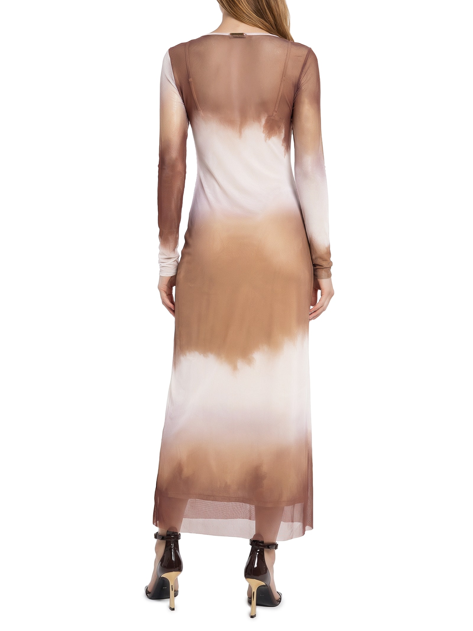 Vestido de Tule Longo Marrom Lança Perfume