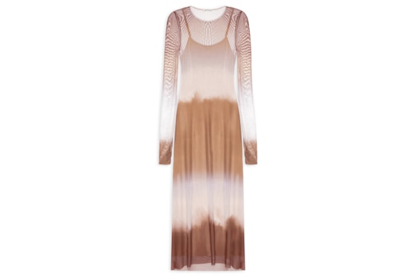 Vestido de Tule Longo - Marrom