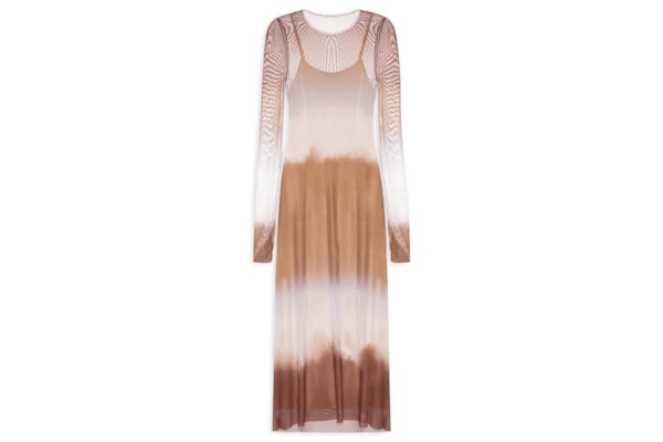 Vestido de Tule Longo - Marrom