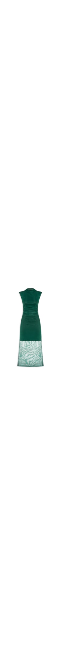 Vestido De Tule Midi Franzidos - Verde